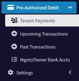 Tenant Payments menu item